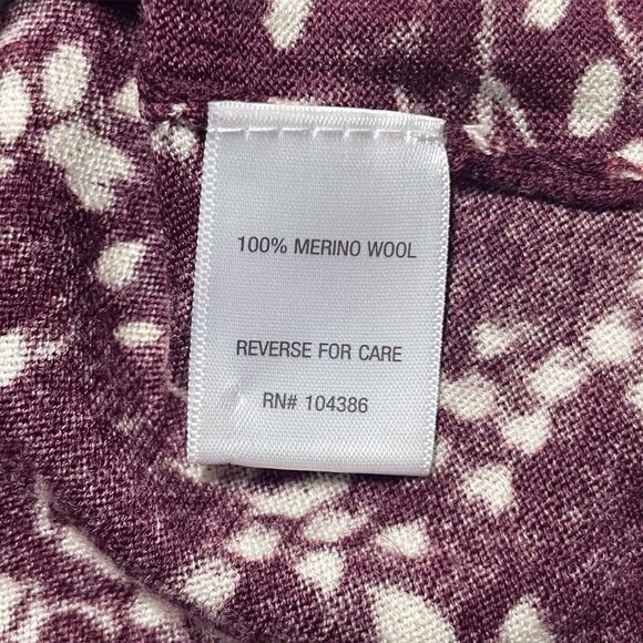 GARNET HILL Signature Eco Merino Wool Cardigan Sweater Size XL Floral Red White - Picture 12 of 16